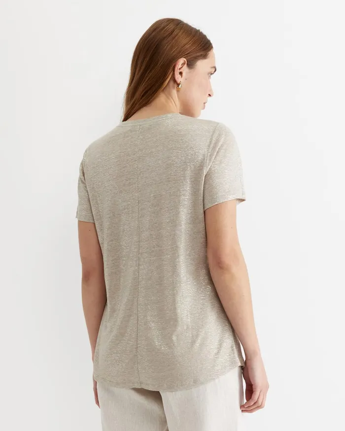 Women Sportscraft Tops and Tees Tonia Foil Linen Tee Champagne