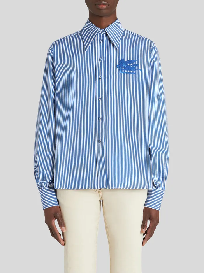 Women Striped Shirt With Logo Etro Shirts And Blouses