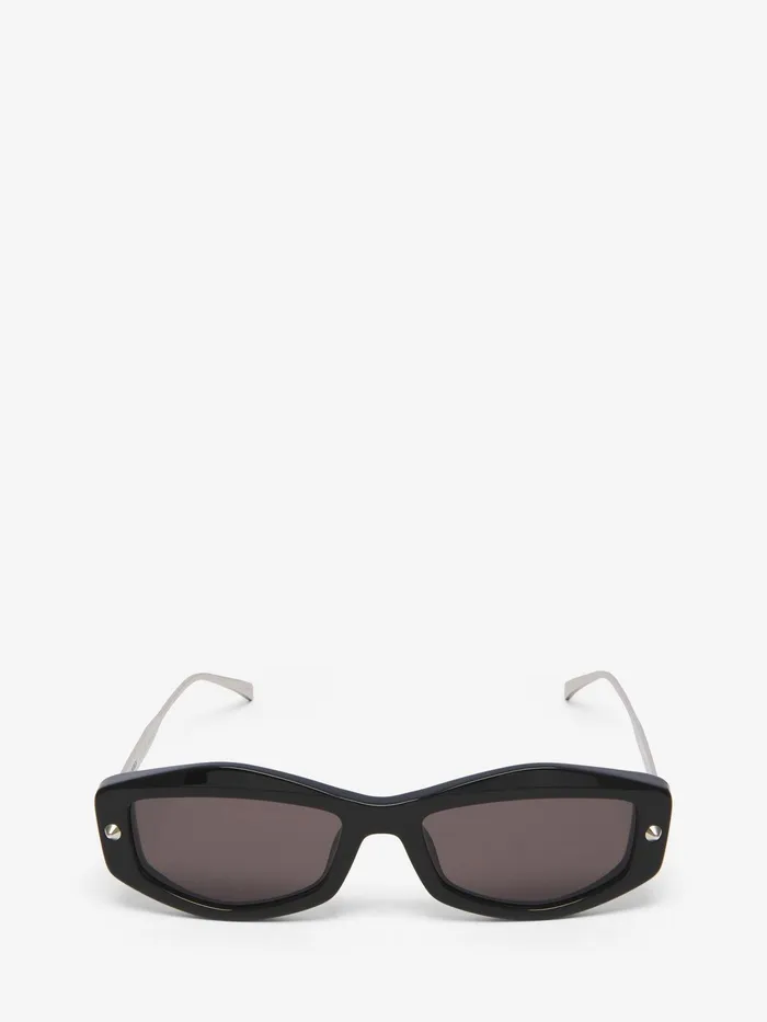 Women Sunglasses Alexander McQueen Spike Studs Geometrical Sunglasses Blacksmoke