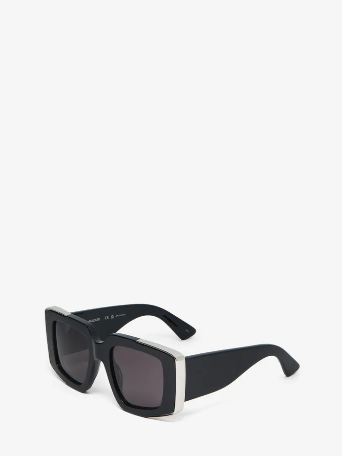 Women Sunglasses Alexander McQueen The Grip Geometrical Sunglasses Blacksmoke