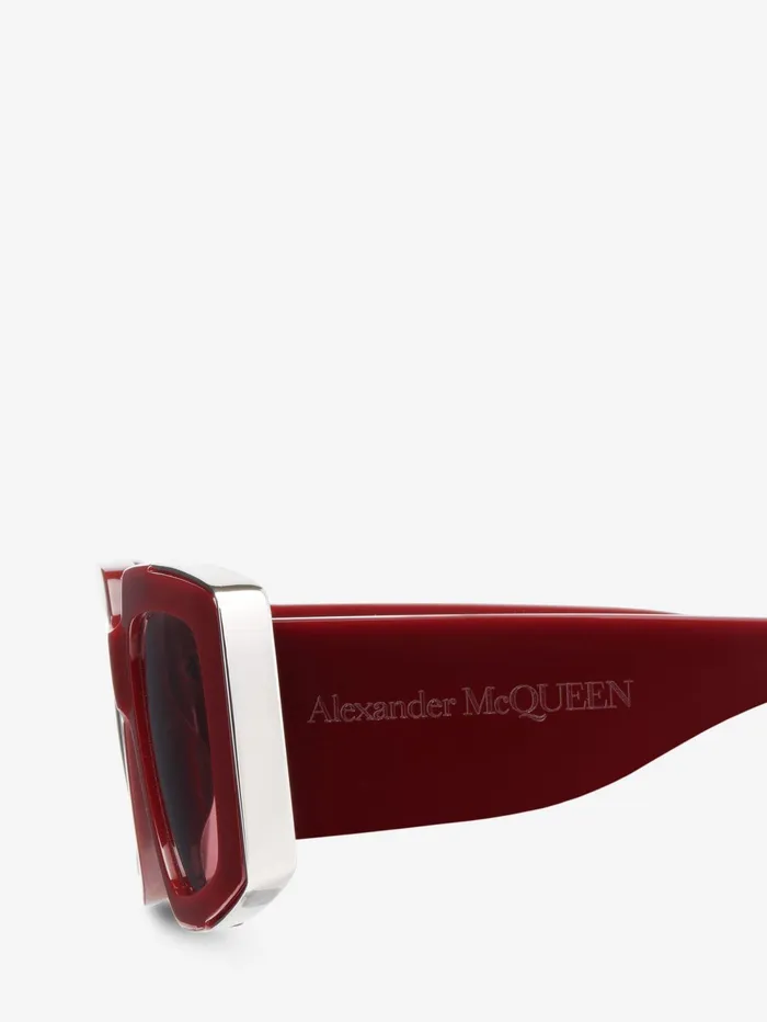 Women Sunglasses Alexander McQueen The Grip Geometrical Sunglasses Burgundy