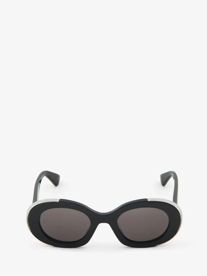 Women Sunglasses Alexander McQueen The Grip Oval Sunglasses Blacksmoke