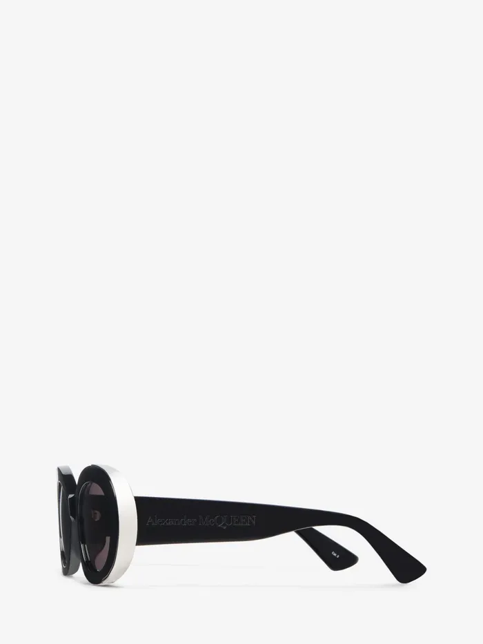 Women Sunglasses Alexander McQueen The Grip Oval Sunglasses Blacksmoke