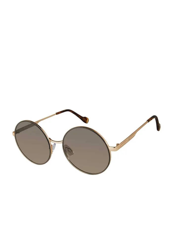Women Sunglasses Jessica Simpson Vintage Metal Round Sunglasses In Gold and Tortoise