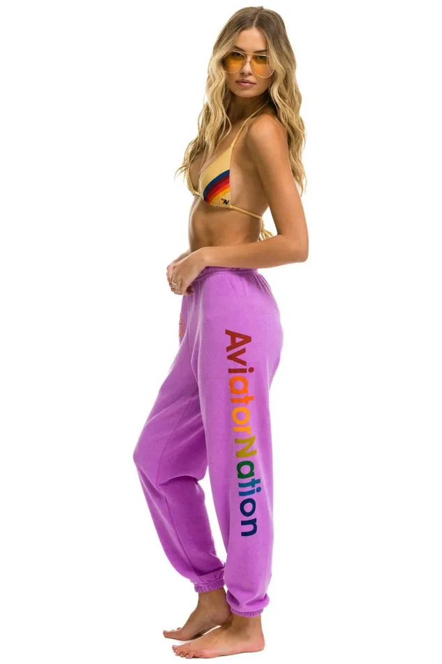 Women Sweatpants Aviator Nation Malibu Sweatpants 8211 Neon Purple