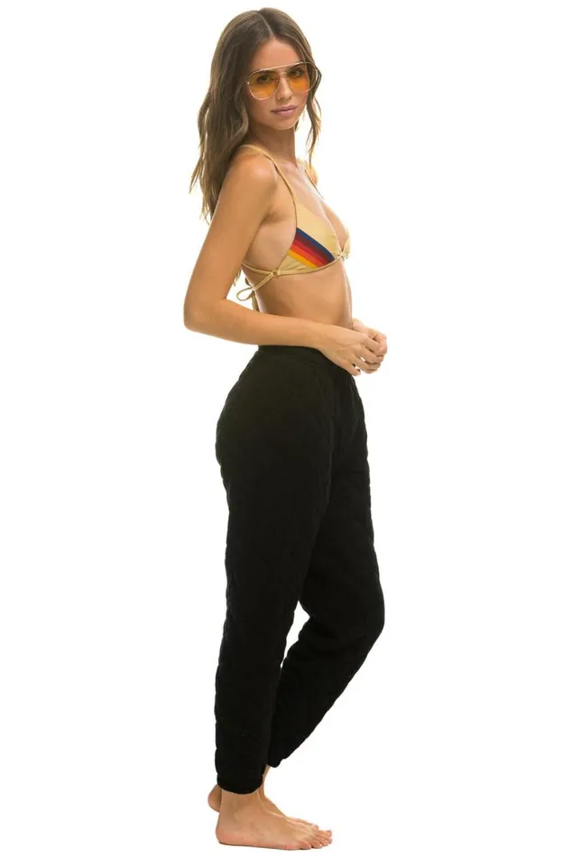 Women Sweatpants Aviator Nation Quilted Sweatpants 8211 Black