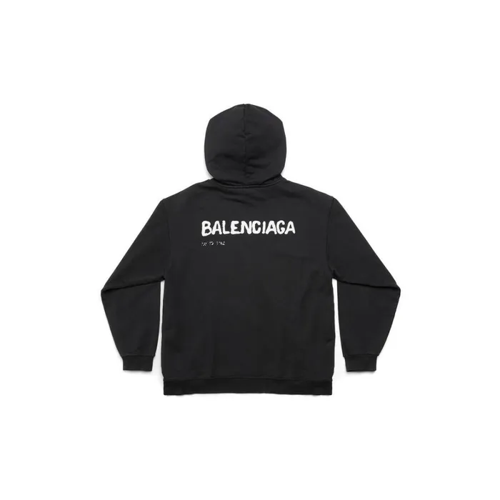 Women Sweatshirts and Hoodies Balenciaga Handdrawn Balenciaga Hoodie Medium Fit In Black