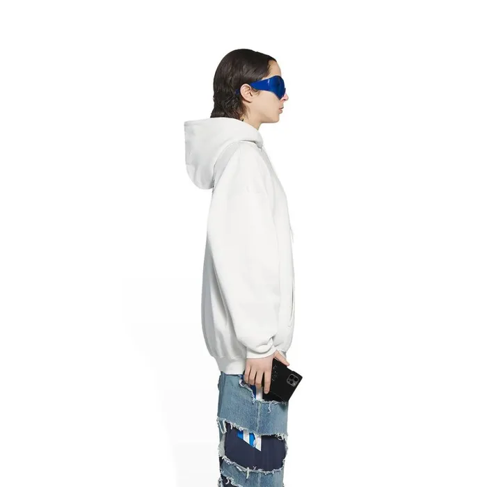 Women Sweatshirts and Hoodies Balenciaga Political Campaign Hoodie Medium Fit In White