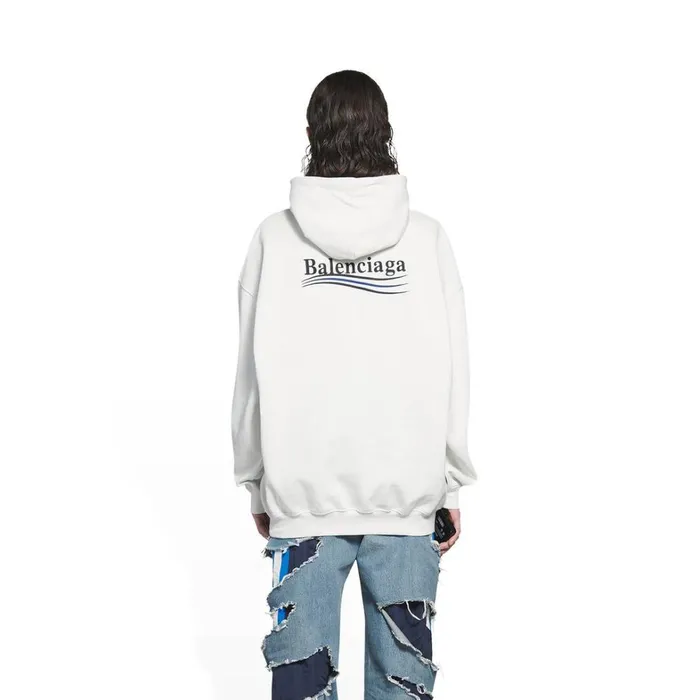 Women Sweatshirts and Hoodies Balenciaga Political Campaign Hoodie Medium Fit In White