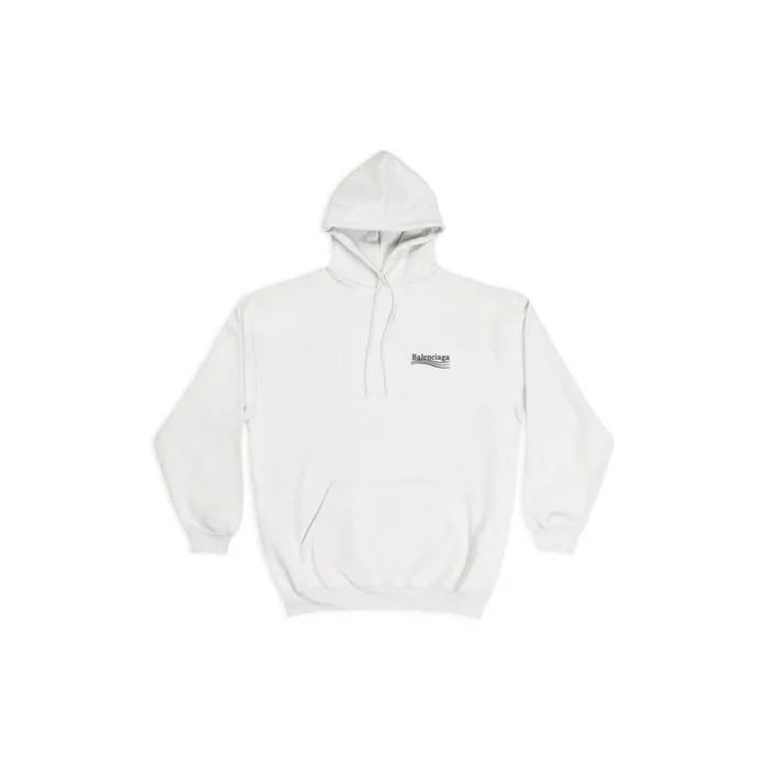 Women Sweatshirts and Hoodies Balenciaga Political Campaign Hoodie Medium Fit In White