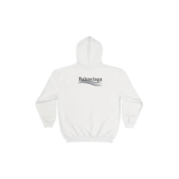 Women Sweatshirts and Hoodies Balenciaga Political Campaign Hoodie Medium Fit In White
