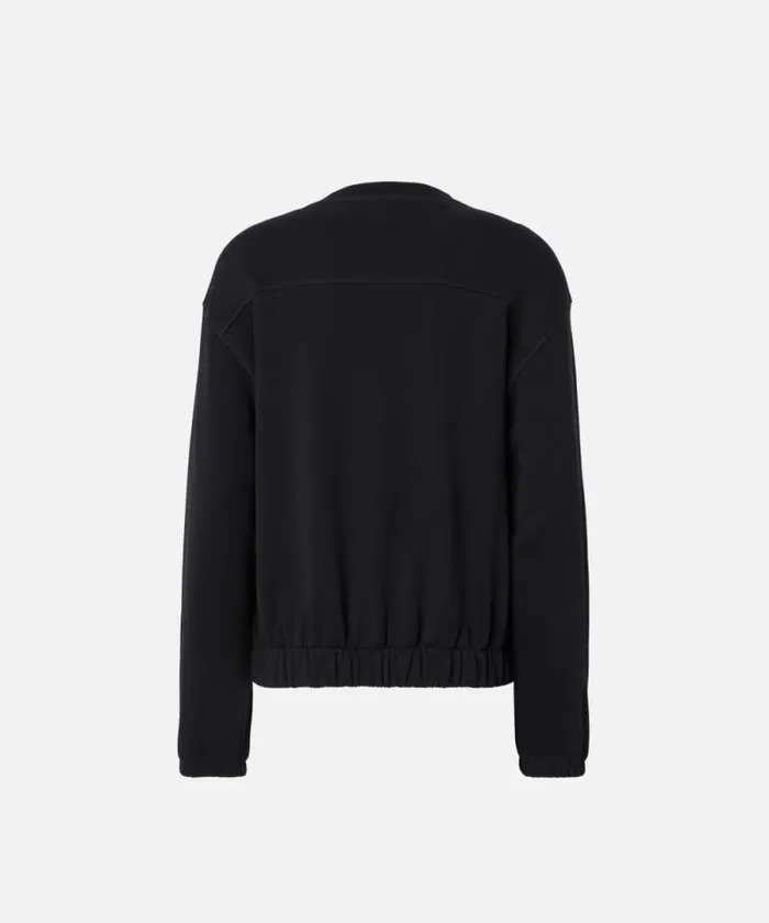 Women Sweatshirts Pinko Crewneck Sweatshirt With Love Birds Monogram Patch Limo Black Women Sweatshirts Pinko Crewneck Sweatshirt With Love Birds Monogram Patch Limo Black