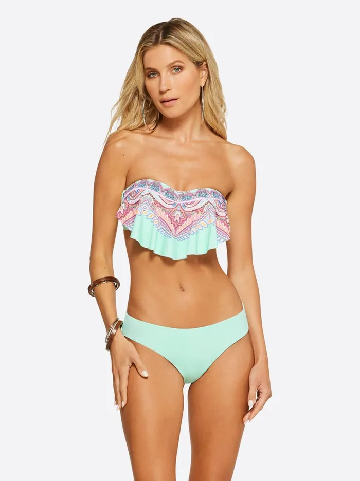 Women Swim Jessica Simpson Carnival In Rio Handkerchief Bandeau In Cool Multi