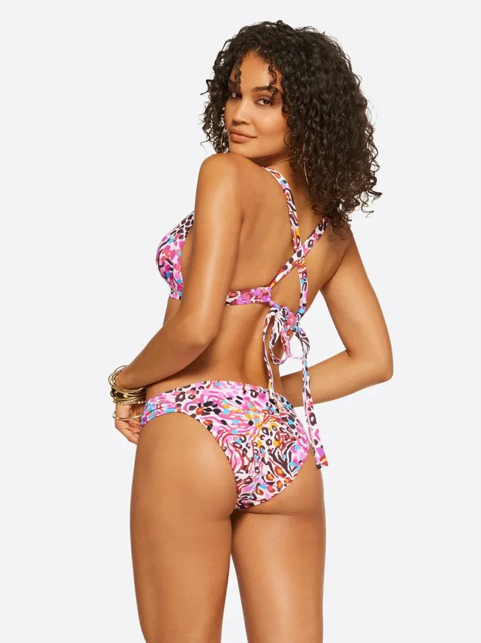 Women Swim Jessica Simpson French Exit Full Support Triangle Bra In Pink Multi