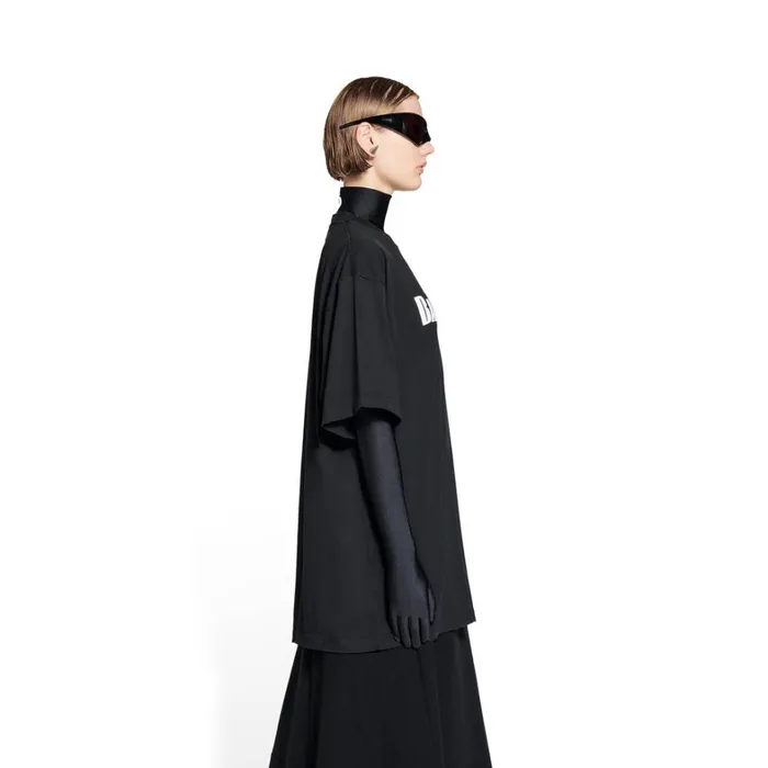 Women Tshirts Balenciaga Caps Tshirt Boxy Fit In Black