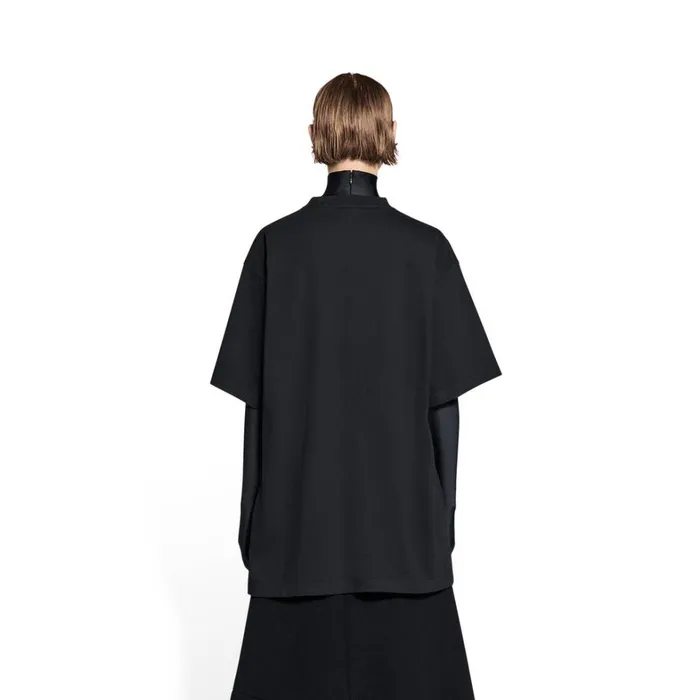 Women Tshirts Balenciaga Caps Tshirt Boxy Fit In Black