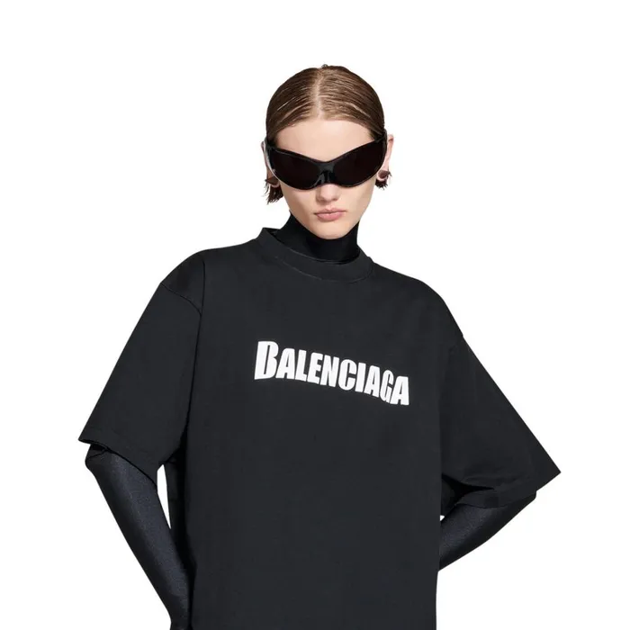 Women Tshirts Balenciaga Caps Tshirt Boxy Fit In Black