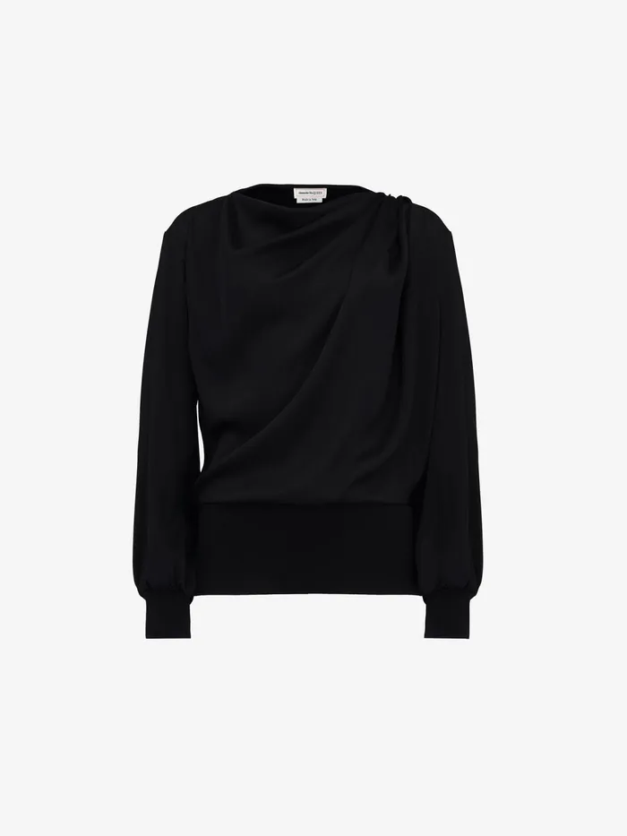 Women Tops And Shirts Alexander McQueen Draped Satin Top Black