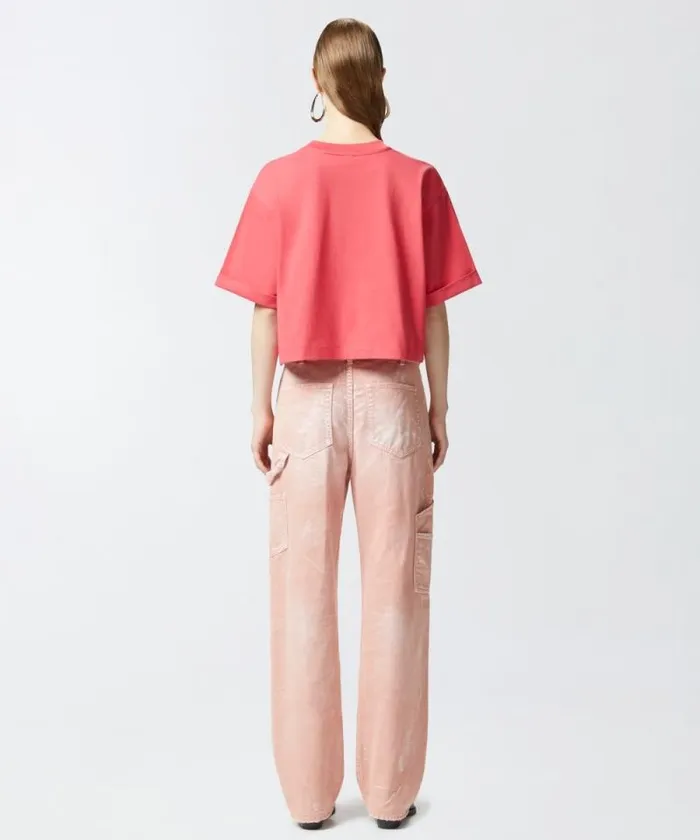 Women Topwear Pinko Cropped Tshirt With Embroidered Logo Redtomato Sauce Women Topwear Pinko Cropped Tshirt With Embroidered Logo Redtomato Sauce