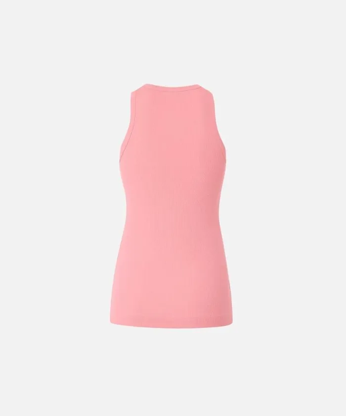 Women Topwear Pinko Ribbed Vest Top With Birds Logo Sunny Coral Women Topwear Pinko Ribbed Vest Top With Birds Logo Sunny Coral