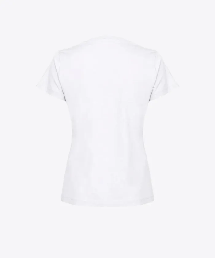 Women Topwear Pinko Tshirt With Love Birds Embroidery Bright White Women Topwear Pinko Tshirt With Love Birds Embroidery Bright White