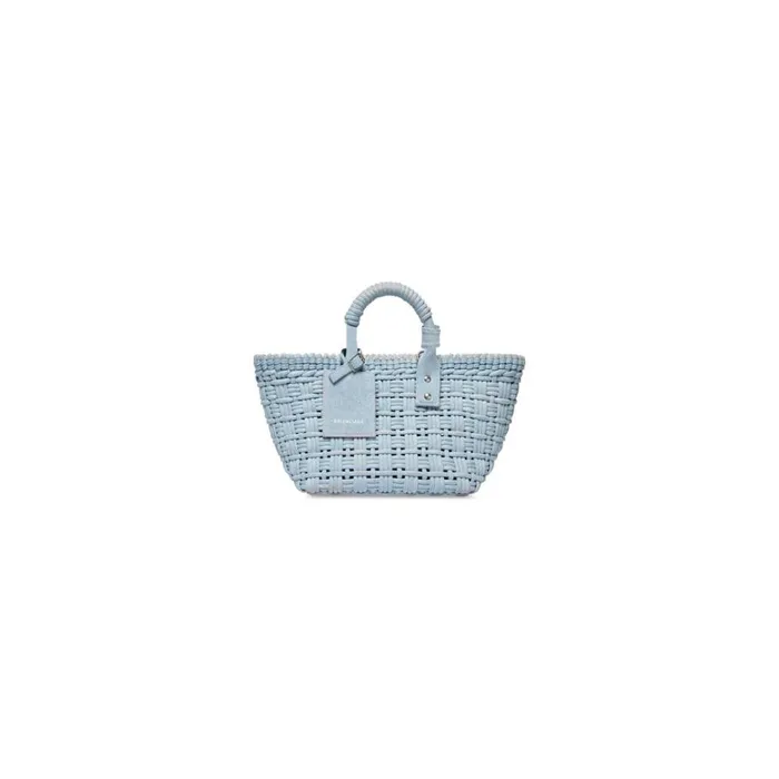 Women Tote Bags Balenciaga Bistro Xs Basket With Strap Denim In Light Blue