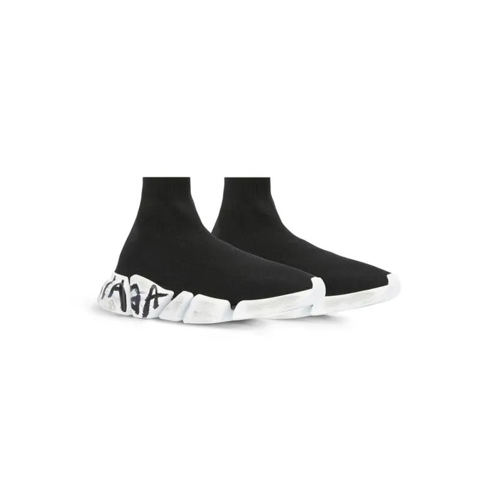 Women Trainers Balenciaga Speed 20 Graffiti Recycled Knit Trainers In Black