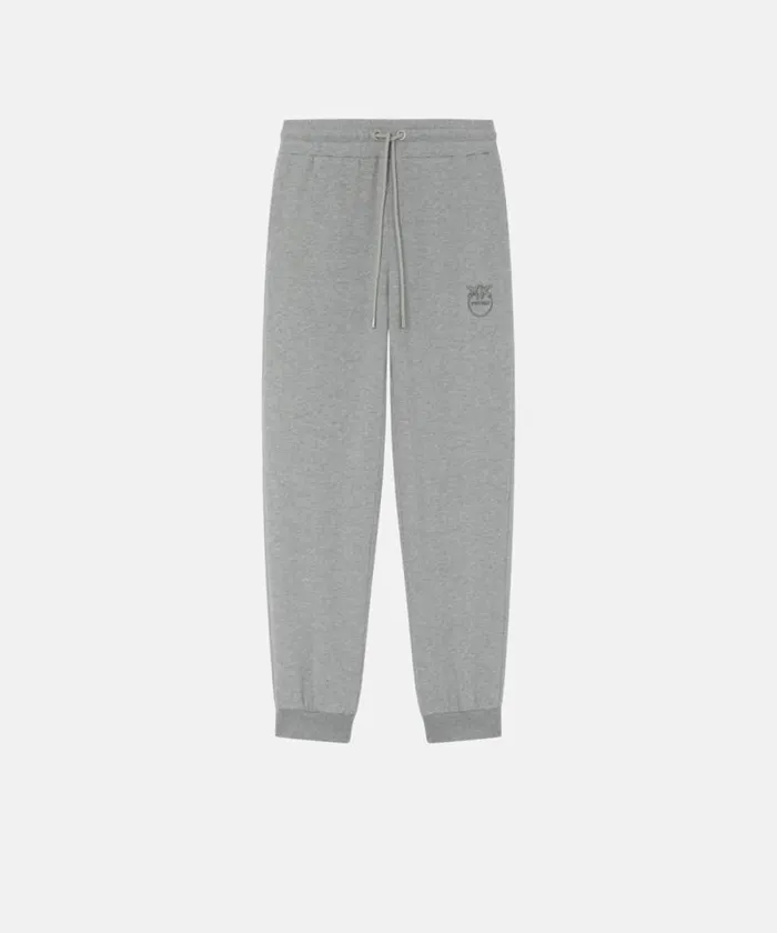 Women Trousers Pinko Sporty Joggers With Love Birds Embroidery Drizzle Grey Women Trousers Pinko Sporty Joggers With Love Birds Embroidery Drizzle Grey