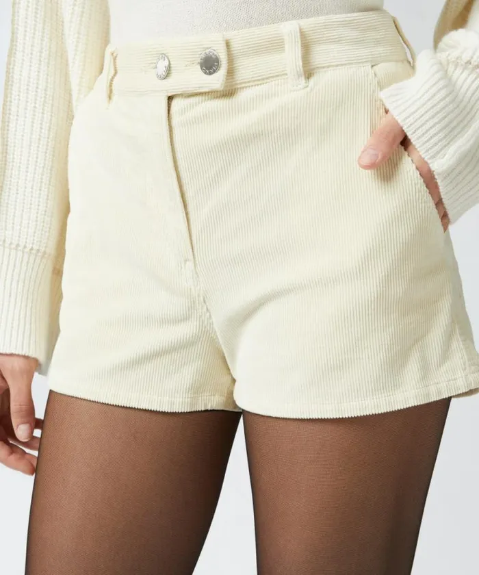 Women Trousers Pinko Velvet Milleraies Striped Shorts Milk White Women Trousers Pinko Velvet Milleraies Striped Shorts Milk White
