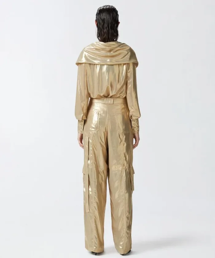 Women Trousers Pinko Wideleg Golden Cargo Trousers Beigegold Women Trousers Pinko Wideleg Golden Cargo Trousers Beigegold