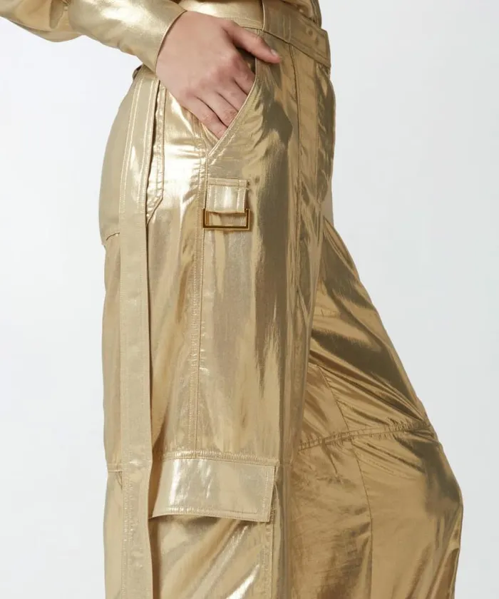 Women Trousers Pinko Wideleg Golden Cargo Trousers Beigegold Women Trousers Pinko Wideleg Golden Cargo Trousers Beigegold