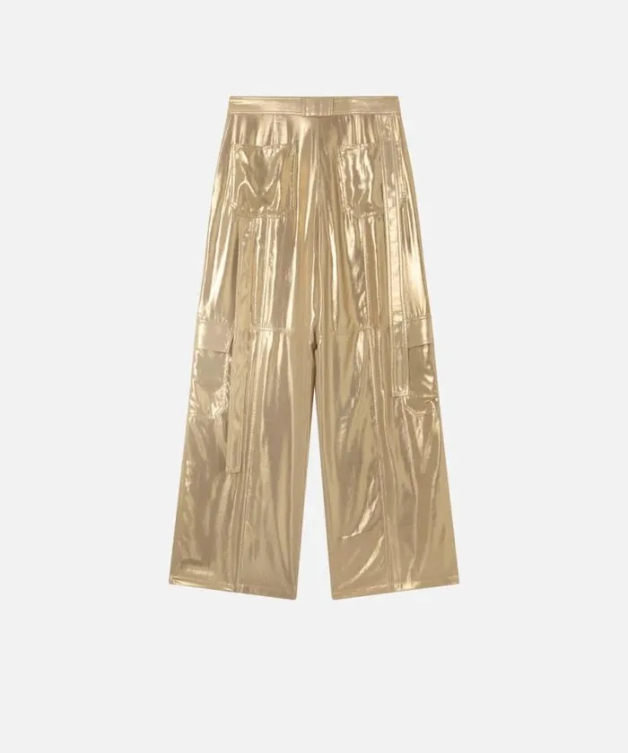 Women Trousers Pinko Wideleg Golden Cargo Trousers Beigegold Women Trousers Pinko Wideleg Golden Cargo Trousers Beigegold