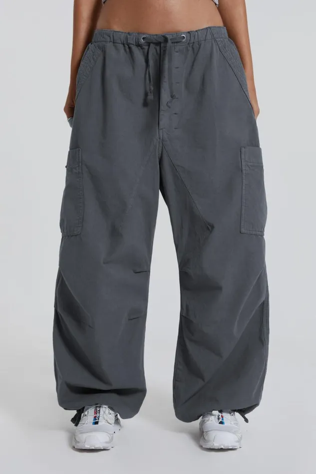 Women Vintage Grey Parachute Cargo Pants Jaded London Trousers and Pants