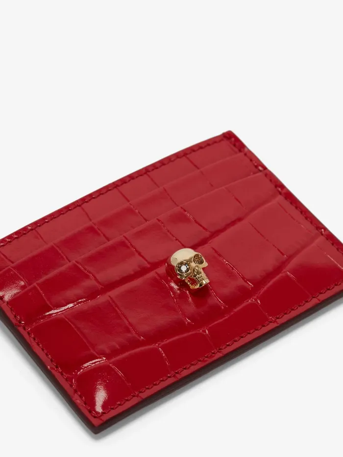 Women Wallets And Cardholders Alexander McQueen Skull Card Holder Oxblood
