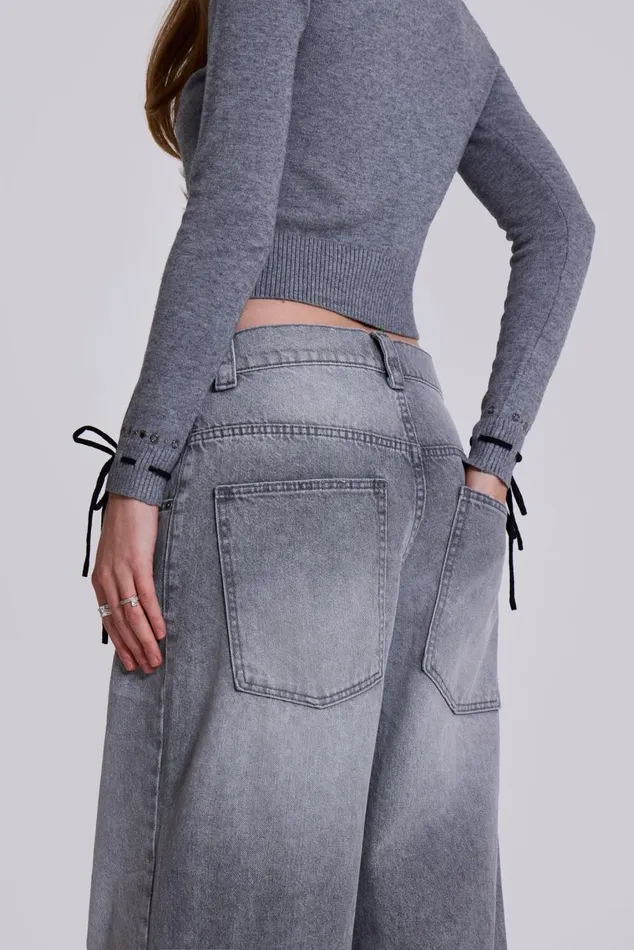 Women Washed Grey Colossus Baggy Jeans Jaded London Jeans