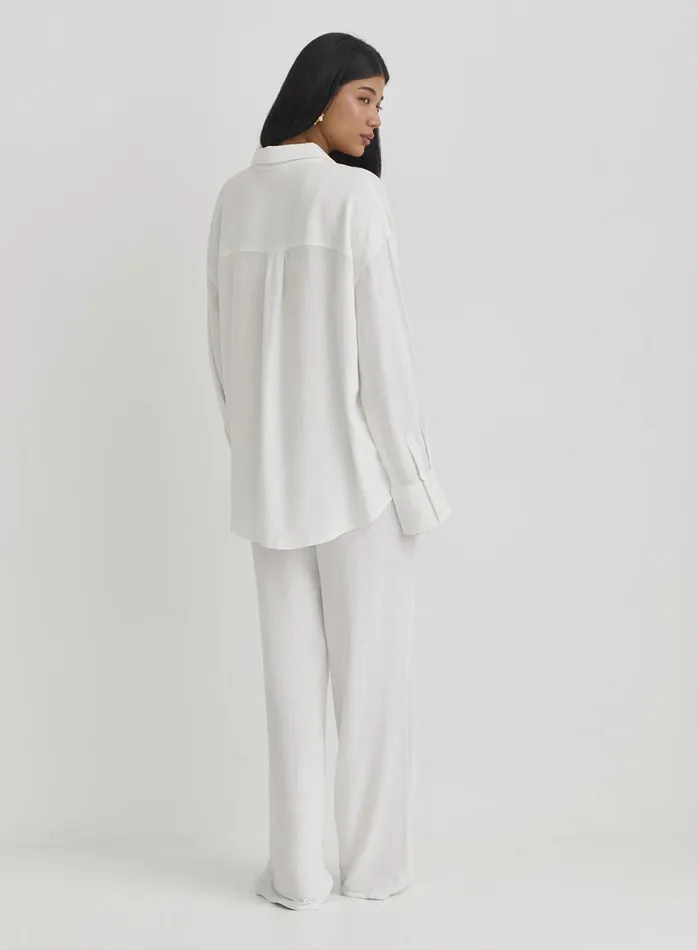 Women White Linen Loose Fit Trousers Anna 4th and Reckless Pants