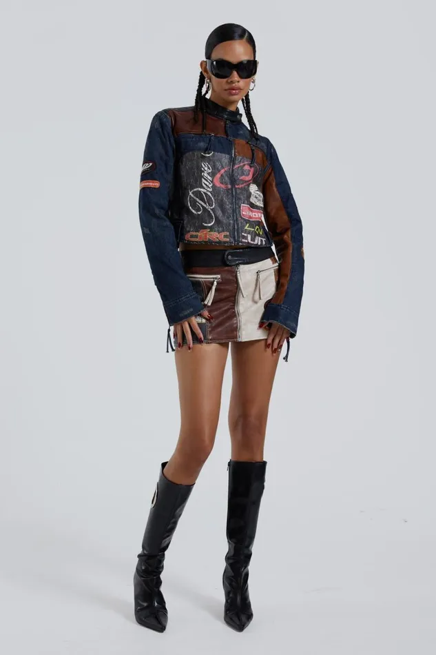 Women White Zip Off Sleeve Moto Jacket Jaded London CoOrds