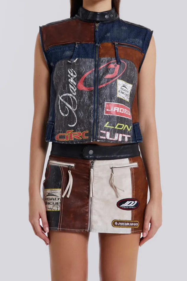 Women White Zip Off Sleeve Moto Jacket Jaded London CoOrds
