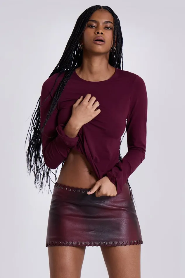 Women Wine Wings Mesh Top Jaded London Long Sleeve Tops