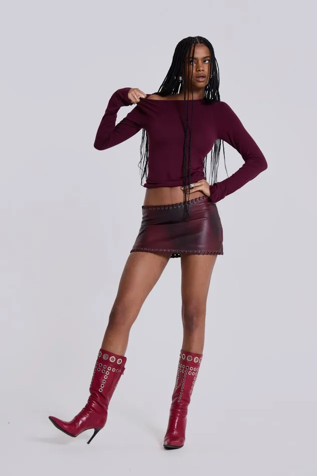 Women Wine Wings Mesh Top Jaded London Long Sleeve Tops