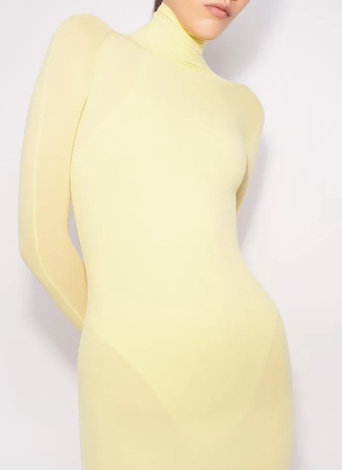 Yellow Fitted Dress In Fine Knit Women Alaa Dresses