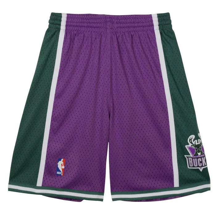 Youth Big Kids Mitchell and Ness Swingman Milwaukee Bucks Road Shorts
