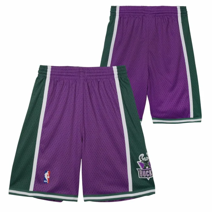 Youth Big Kids Mitchell and Ness Swingman Milwaukee Bucks Road Shorts Youth Big Kids Mitchell and Ness Swingman Milwaukee Bucks Road Shorts